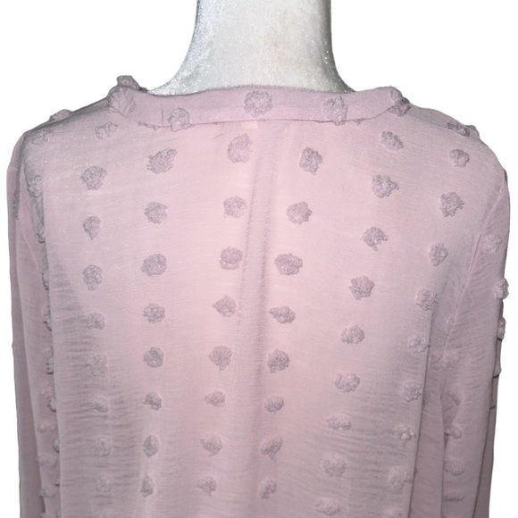 Solitaire Blush Pink Chenille Dot Faux Wrap Crop Blouson Top - L - Picture 7 of 12